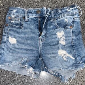 American Eagle Outfitters Light Blue Distressed Jean Shorts